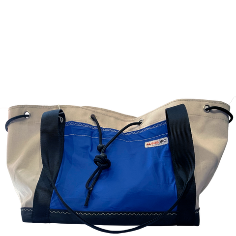 Sustainable MARMARA beach bag, Large Capacity and waterproof. Blue pocket.