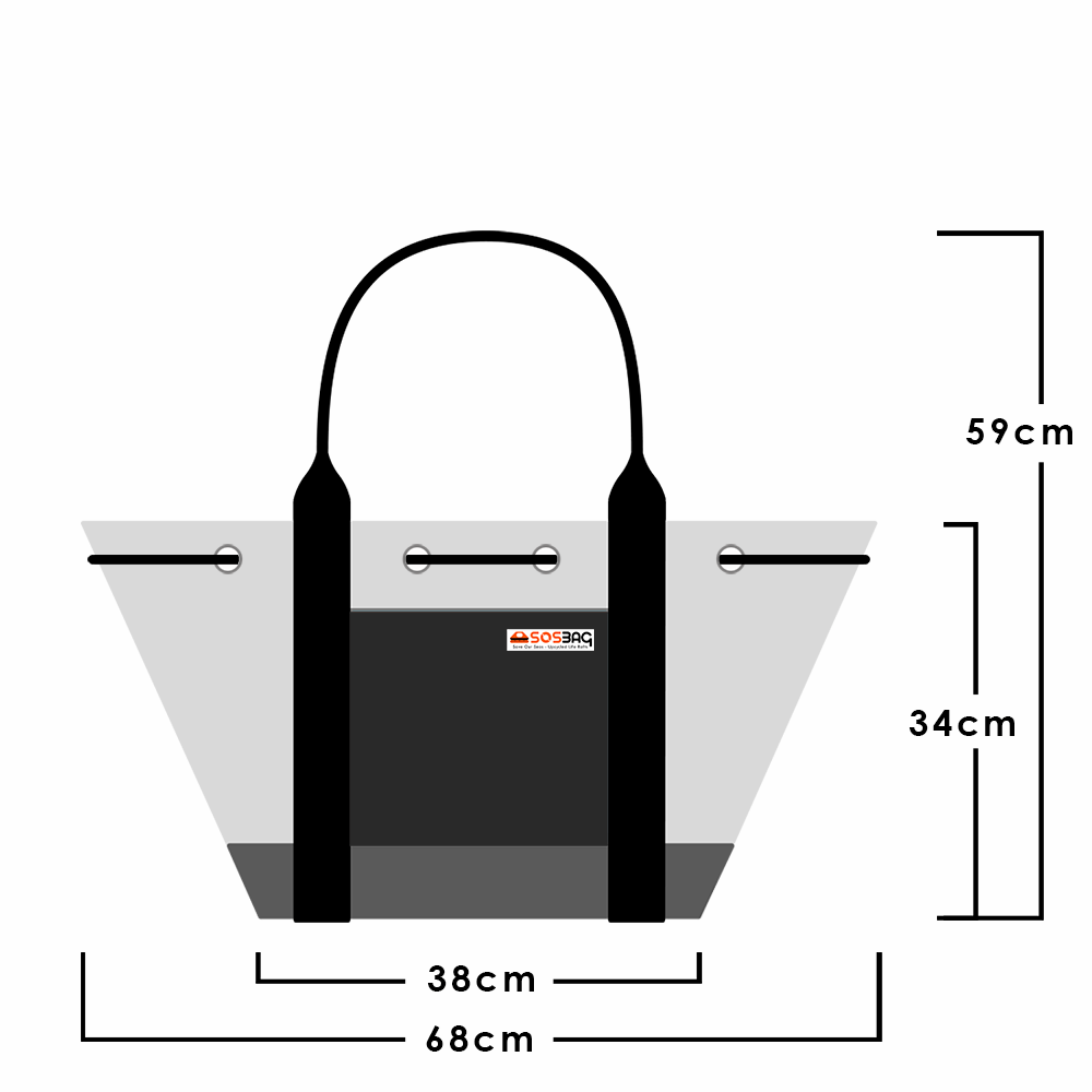 MARMARA beach bag. Sustainable, Large capacity and waterproof. black pocket